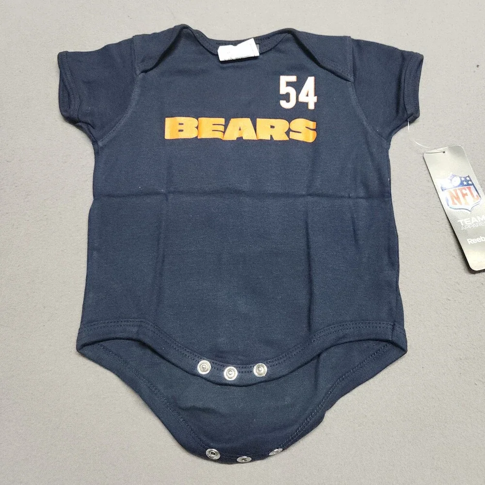 Urlacher 54 Chicago Bears Baby Bodysuit 3-6M Cotton Team Apparel Navy 142